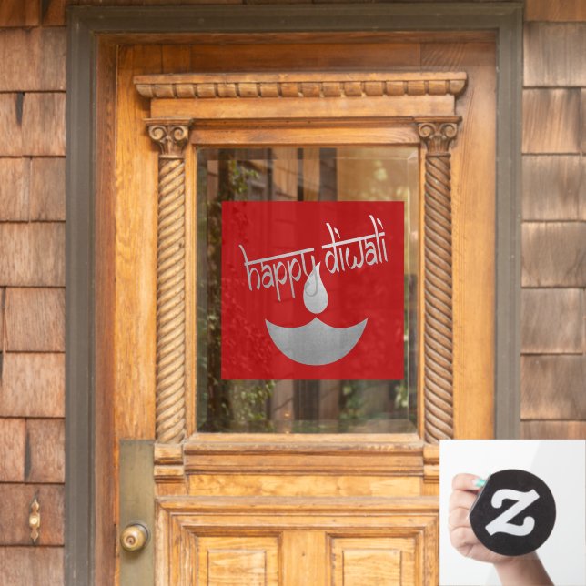 Autocollant Pour Fenêtre Bonne Fête De Lumière De Diwali (Porte d'accueil)
