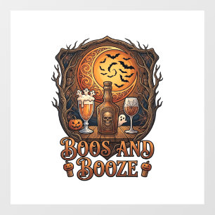 Autocollant Pour Fenêtre Boos Booze Halloween Crâne Bouteille Bière Vin Cha