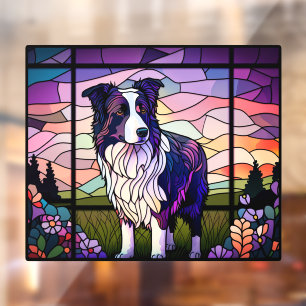 Autocollant Pour Fenêtre Border Collie Chien de Compagnie Faux Vitrail