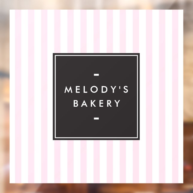 Autocollant Pour Fenêtre Boulangerie à rayures roses et blanches rétro (Feuille 2)