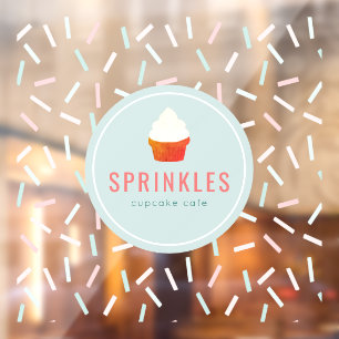 Autocollant Pour Fenêtre Boulangerie Cupcake Café Pastel Couleur Parsemer