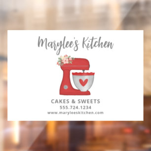 Autocollant Pour Fenêtre Boulangerie de Noël Rouge Pâtisserie Chef Affaires