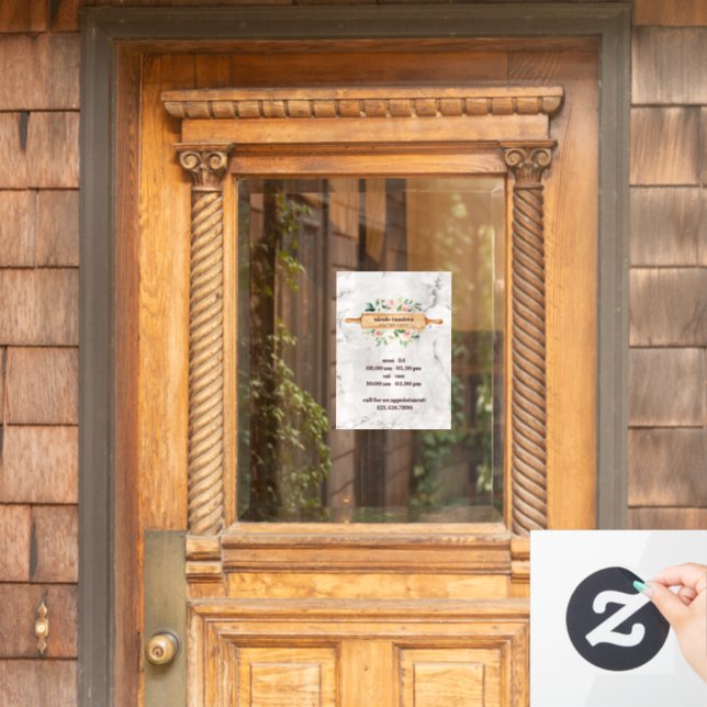 Autocollant Pour Fenêtre Boulangerie Florale Rolling Pâtisserie Marbre blan (Porte d'accueil)