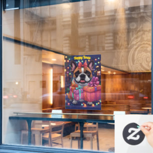 Autocollant Pour Fenêtre Bouledogue français Noël