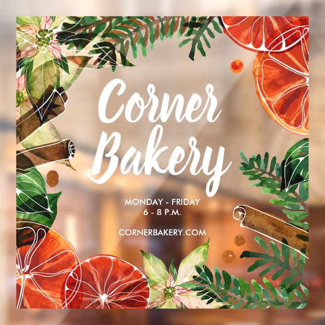 Autocollant Pour Fenêtre Boutique de bâtonnets de cannelle en tranches oran (Feuille 2)