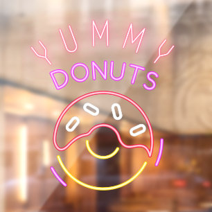 Autocollant Pour Fenêtre Boutique de beignets Faux Neon Light Donut