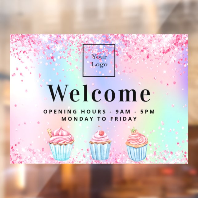 Autocollant Pour Fenêtre Boutique de pâtisserie logo accueil holographique (Feuille 2)