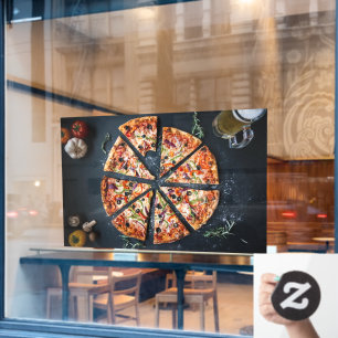 Autocollant Pour Fenêtre Boutique de pizza italienne croûte au fromage fait