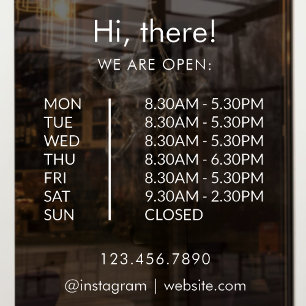 Autocollant Pour Fenêtre Boutique personnalisée Heure d'ouverture Ouverte P