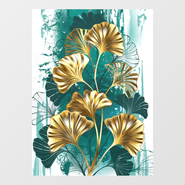 Autocollant Pour Fenêtre Branche avec Feuilles d'or Ginko Biloba (Feuille)