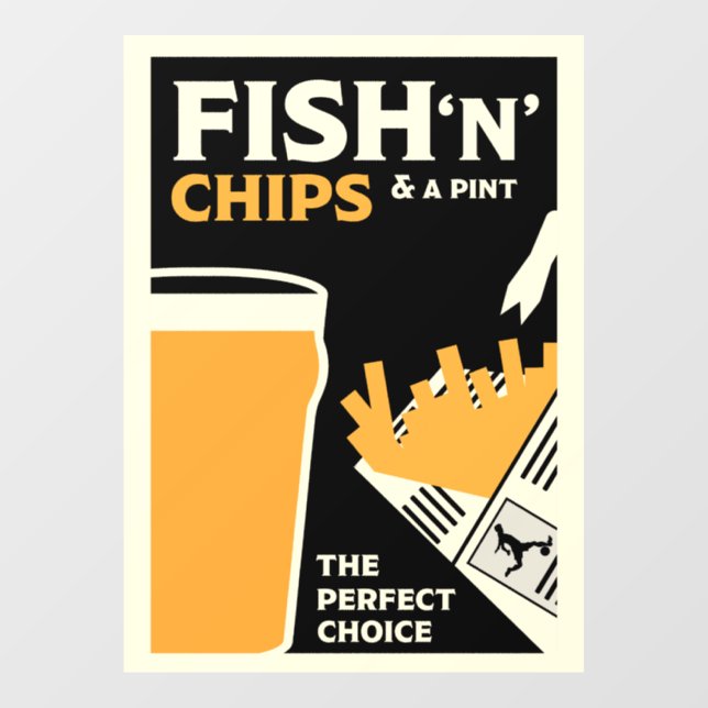 Autocollant Pour Fenêtre British Classic Fish and Chips (Feuille)