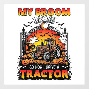 Autocollant Pour Fenêtre Broom Broke Tractor Halloween Witch Ghosts_1