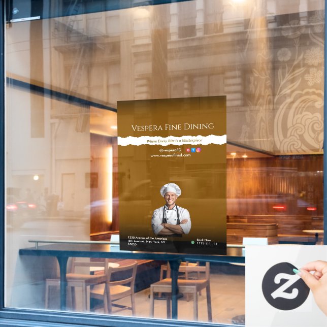 Autocollant Pour Fenêtre Brown Black Chef Restaurants and Food Lovers (Fenêtre de café)