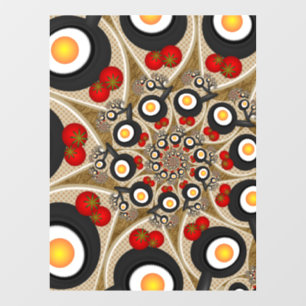 Autocollant Pour Fenêtre Brunch Fractal Art Drôle Nourriture, Tomates, Oeuf