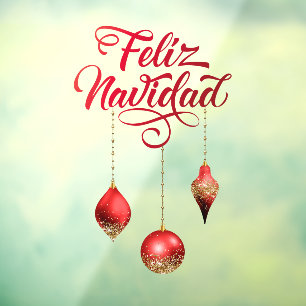 Autocollant Pour Fenêtre Bulles de Parties scintillant rouge Feliz Navidad
