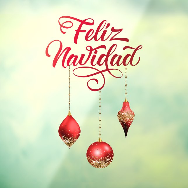 Autocollant Pour Fenêtre Bulles de Parties scintillant rouge Feliz Navidad  (Feuille 3)