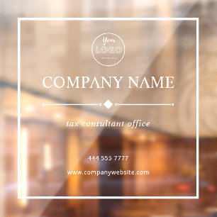 Autocollant Pour Fenêtre Bureau d'entreprise minimaliste avec logo blanc