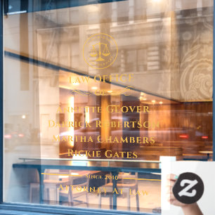 Autocollant Pour Fenêtre Bureau du procureur   Bureau de droit Noir Or