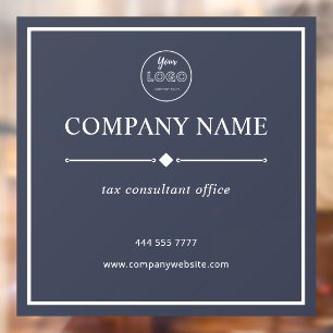 Autocollant Pour Fenêtre Bureau minimaliste avec logo blanc sur gris
