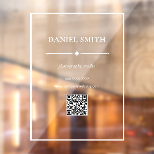 Autocollant Pour Fenêtre Bureau minimaliste d'entreprise Blanc avec code QR