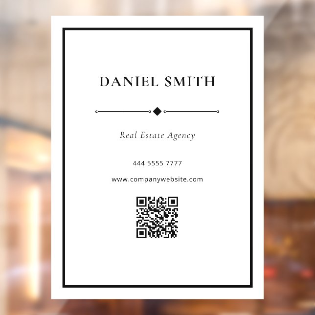 Autocollant Pour Fenêtre Bureau Professionnel Simple Noir Blanc avec QRcode (Feuille 2)