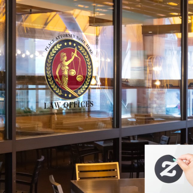 Autocollant Pour Fenêtre Bureaux de droit - Avocat Justice Scales - Laurels (Fenêtre du restaurant)