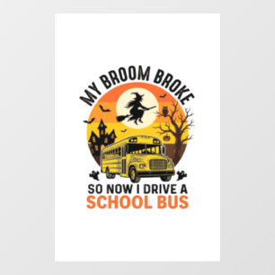 Autocollant Pour Fenêtre Bus Scolaire Sorcière Halloween Design Vintage Pro