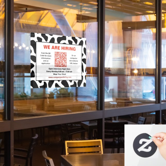 Autocollant Pour Fenêtre Business Nous recrutons Code QR Personnaliser   (Fenêtre du restaurant)