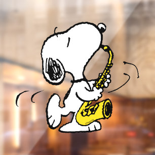 Autocollant Pour Fenêtre cacahuètes   Lecteur Snoopy Saxophone