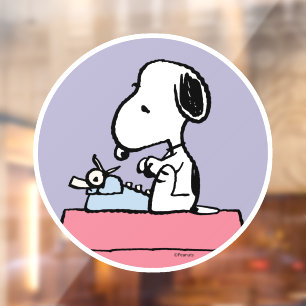 Autocollant Pour Fenêtre cacahuètes   Snoopy à la machine à écrire