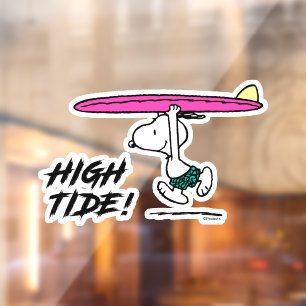 Autocollant Pour Fenêtre cacahuètes   Snoopy Courir sur le Surf