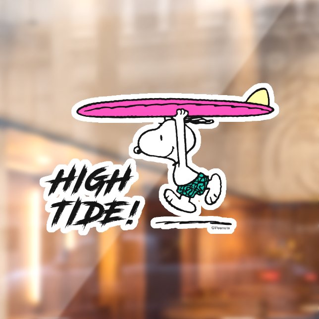 Autocollant Pour Fenêtre cacahuètes | Snoopy Courir sur le Surf (Feuille 2)