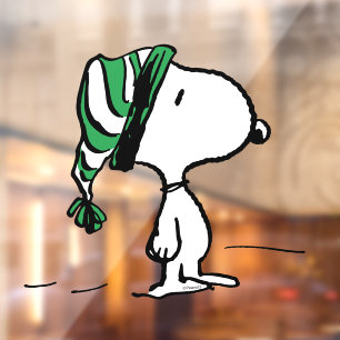Autocollant Pour Fenêtre cacahuètes   Snoopy Green Casquette de neige