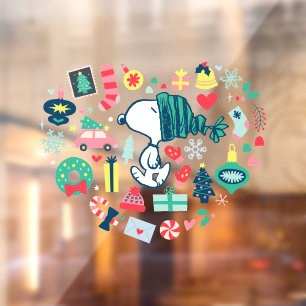 Autocollant Pour Fenêtre cacahuètes Snoopy Holiday Happiness Heart