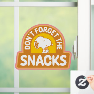 Autocollant Pour Fenêtre cacahuètes   Snoopy N'oubliez pas les snacks