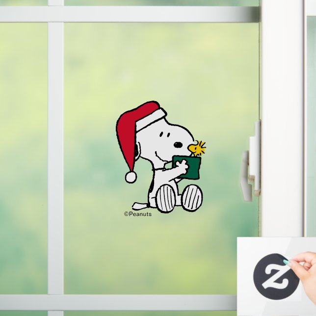 Autocollant Pour Fenêtre cacahuètes | Snoopy Père Noël & Woodstock Cadeau (Maison)