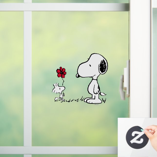 Autocollant Pour Fenêtre cacahuètes | Snoopy & Woodstock Rouge & Noir (Maison)