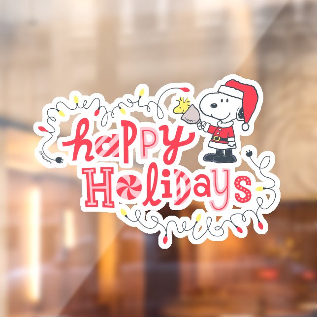 Autocollant Pour Fenêtre cacahuètes | Snoopy & Woodstock Santa Claus (Feuille 2)