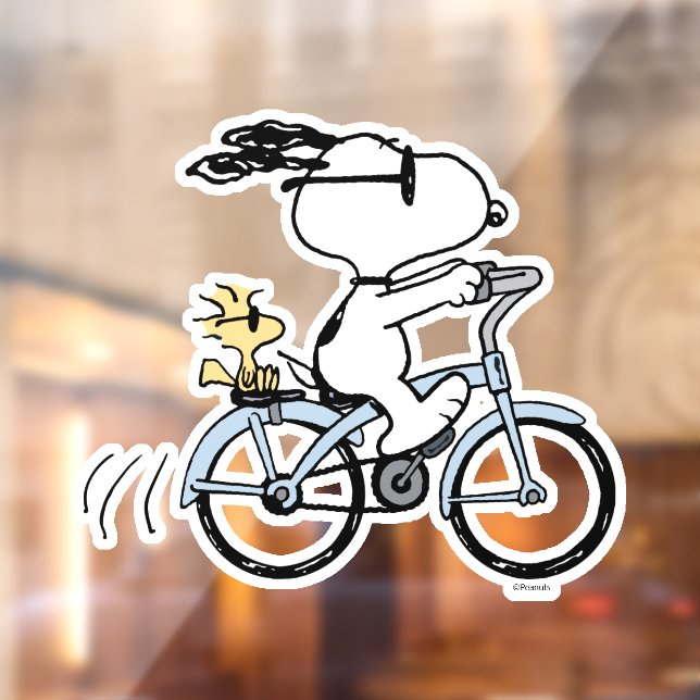 Autocollant Pour Fenêtre cacahuètes | Vélo Snoopy & Woodstock (Feuille 2)