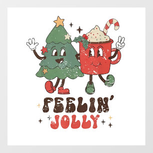 Autocollant Pour Fenêtre Cacao Chaud de Noël Groovy Sentiment Joyeux