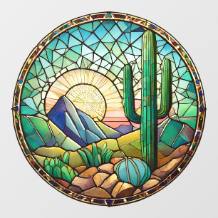 Autocollant Pour Fenêtre Cactus Sunrise Desert Verre Tiré