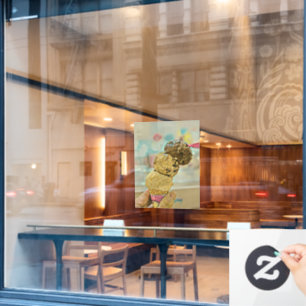 Autocollant Pour Fenêtre Cadeau d'anniversaire de crème glacée