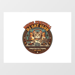 Autocollant Pour Fenêtre Cadeau de Festival de Musique DJ Chat Amateur de C