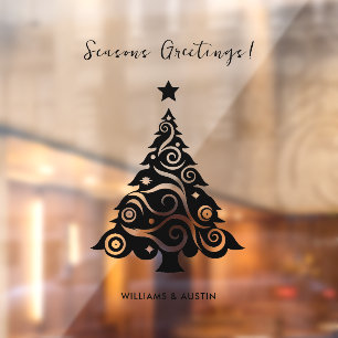 Autocollant Pour Fenêtre Cadeau de vœux de Noël Arbre d'affaires Noir