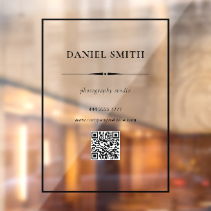 Autocollant Pour Fenêtre Cadre noir de bureau professionnel moderne avec QR
