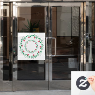 Autocollant Pour Fenêtre Cadre rond fleuri avec fleurs roses