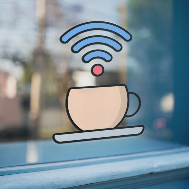 Autocollant Pour Fenêtre Café Avec Mot De Passe Internet WIFI Gratuit (Créateur téléchargé)
