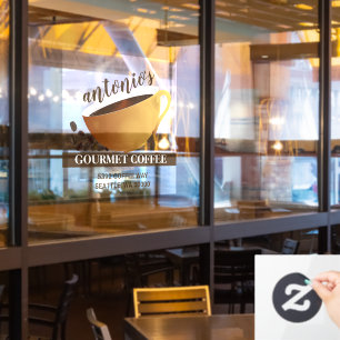 Autocollant Pour Fenêtre Café Coffee Coffee Beans Adresse professionnelle