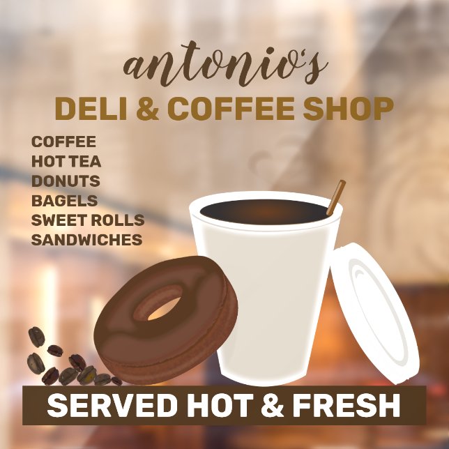 Autocollant Pour Fenêtre Café et Donut au chocolat (Feuille 2)