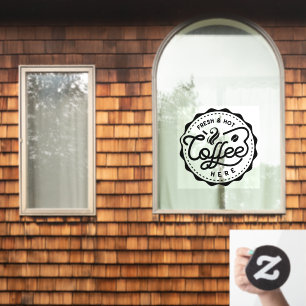 Autocollant Pour Fenêtre Café frais et chaud ici